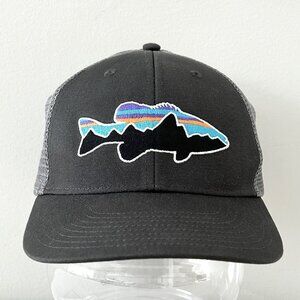 PATAGONIA Fitz Roy Trout Cap Gray Mesh Trucker Hat Adjustable Snapback One Size